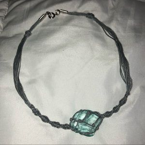 Handmade Macramé Light Blue Seaglass Choker